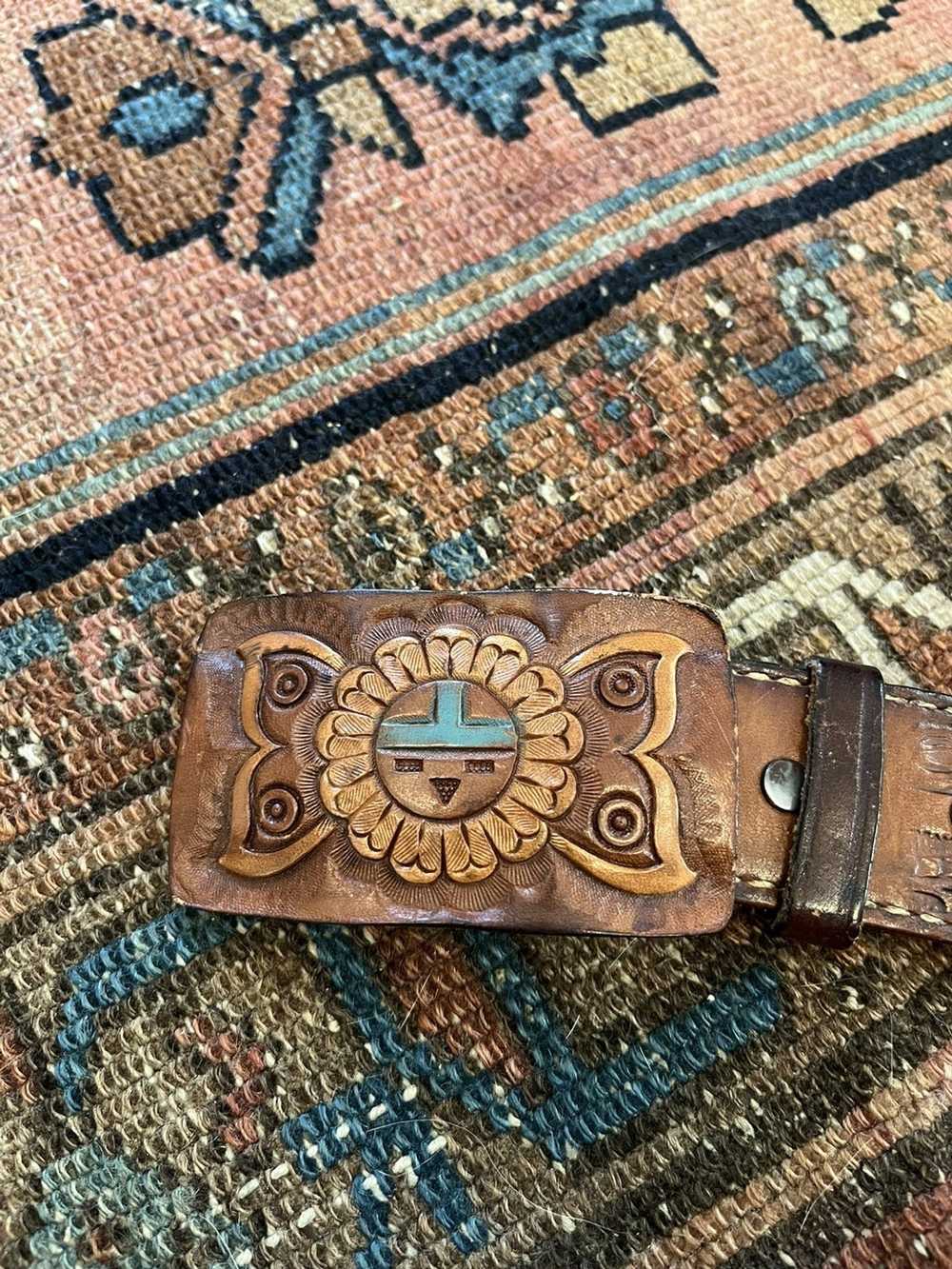 Vintage Vintage tooled leather belt - image 2
