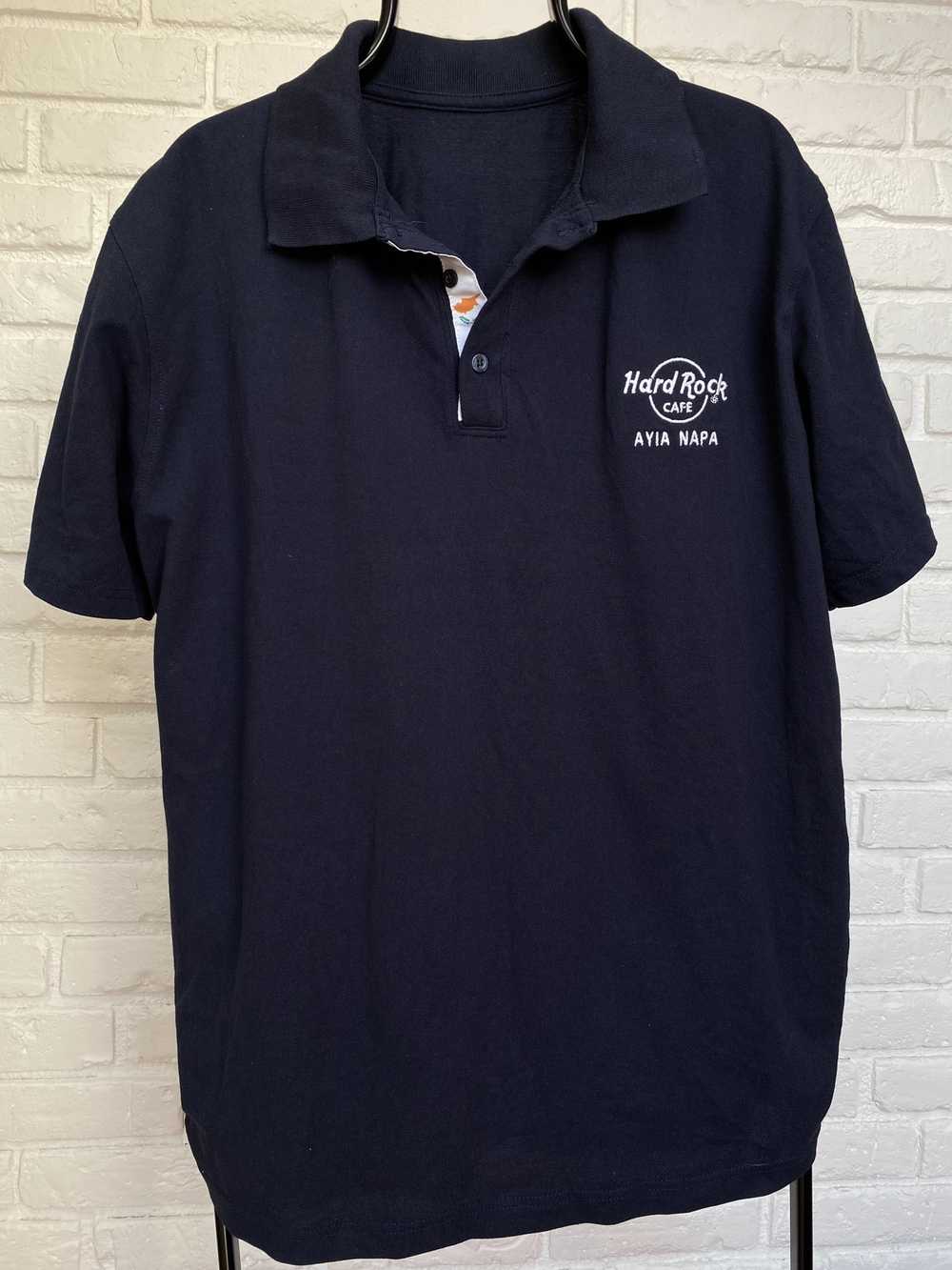 Hard Rock Cafe × Vintage navy tshirt polo hard ro… - image 1