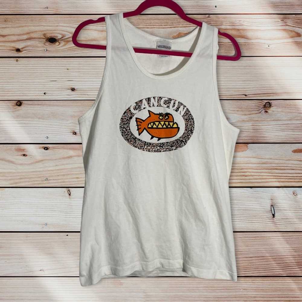 Vintage Vintage Cancun Graphic 100% Cotton Tank T… - image 1