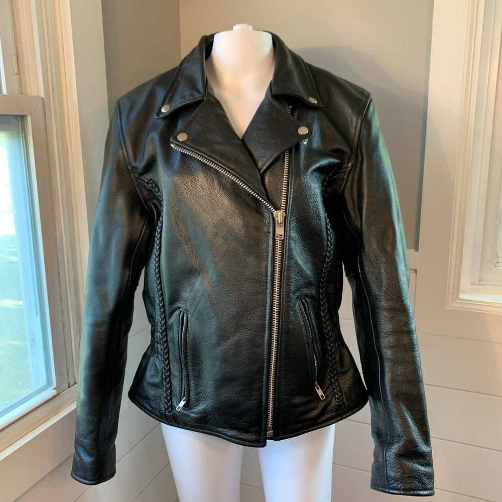 Vintage Very cool black leather biker jacket - image 1
