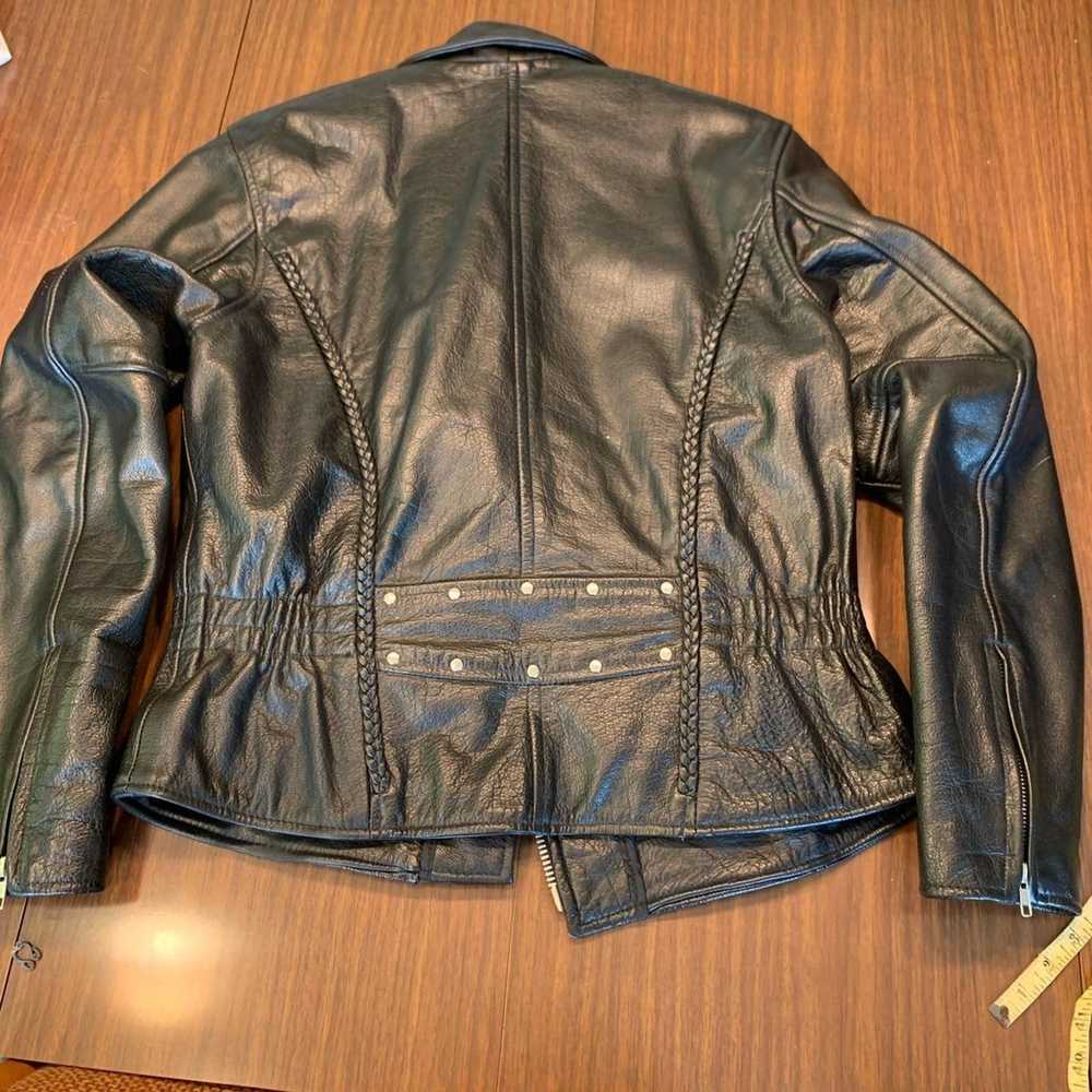 Vintage Very cool black leather biker jacket - image 3
