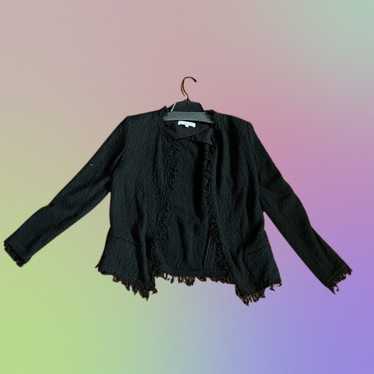 IRO Shavani Fringe-Trimmed Black outlets Open Front Jacket Women's Size 40