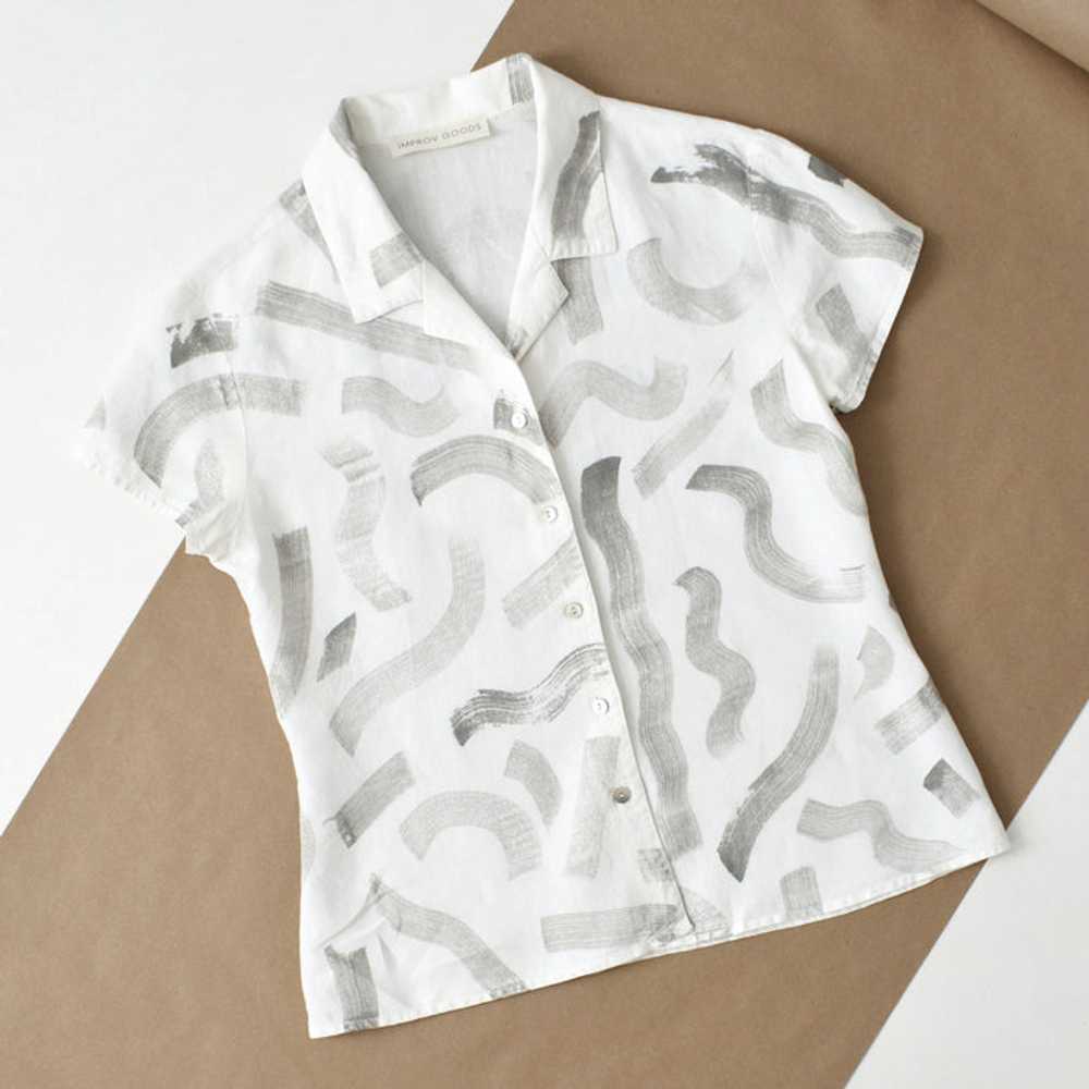 hand-painted vintage linen shirt | shale - image 1