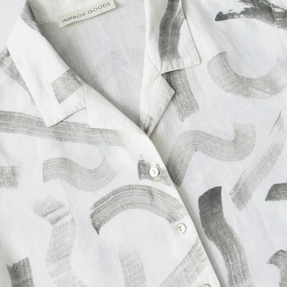 hand-painted vintage linen shirt | shale - image 2