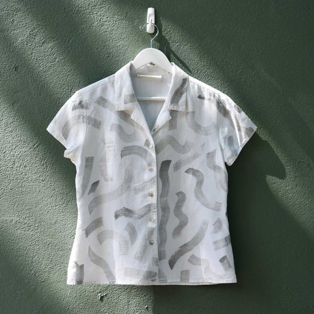 hand-painted vintage linen shirt | shale - image 3