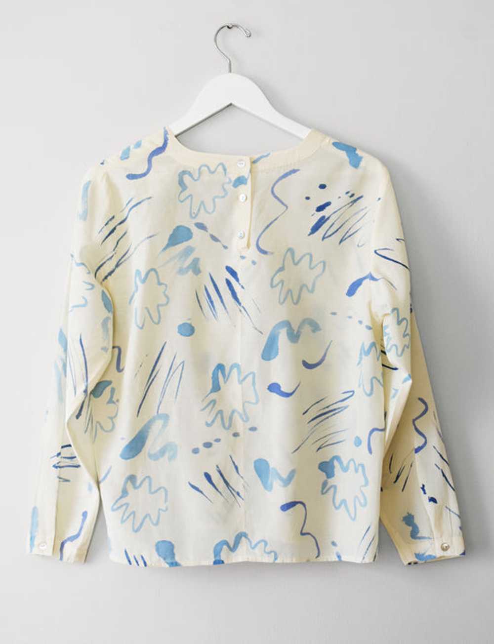hand-painted vintage silk shirt | sky - image 7