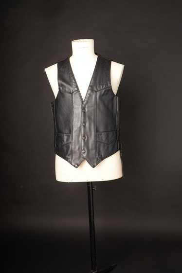 Park V Vintage 1980s Black Leather Vest