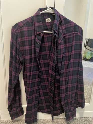 Uniqlo Plaid purple long sleeve button down