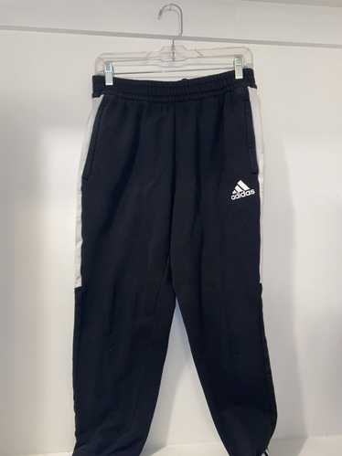 Adidas Sweatpants Large Black Men's Climalite Joggers Three Stripe White