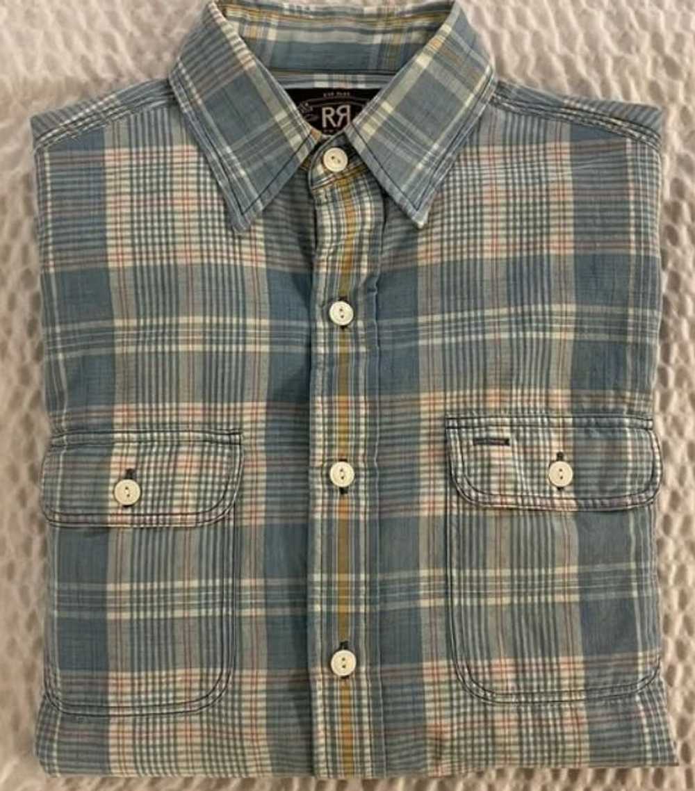 RRL Ralph Lauren Washed Weathered Plaid Patch Poc… - image 1