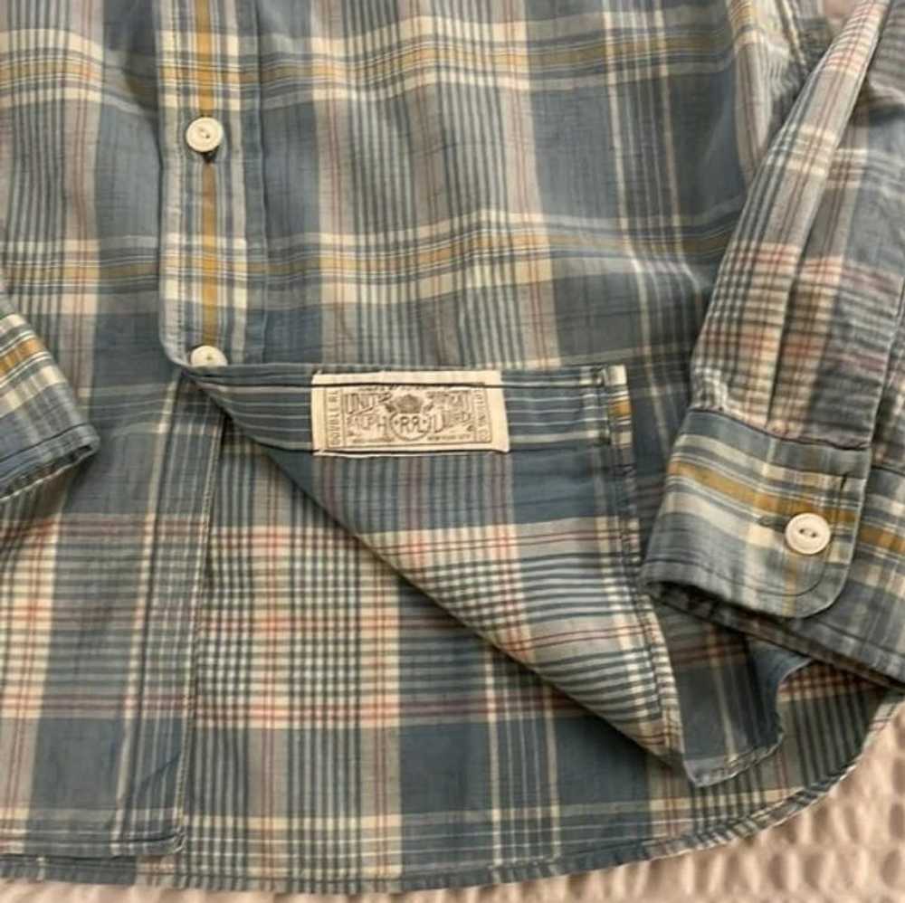 RRL Ralph Lauren Washed Weathered Plaid Patch Poc… - image 3
