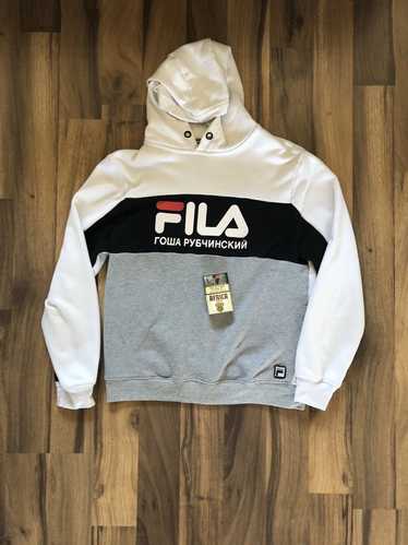 NWT Fila, cream/off white spellout long sleeve crop top, size small