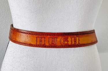 70s western leather belt - Gem