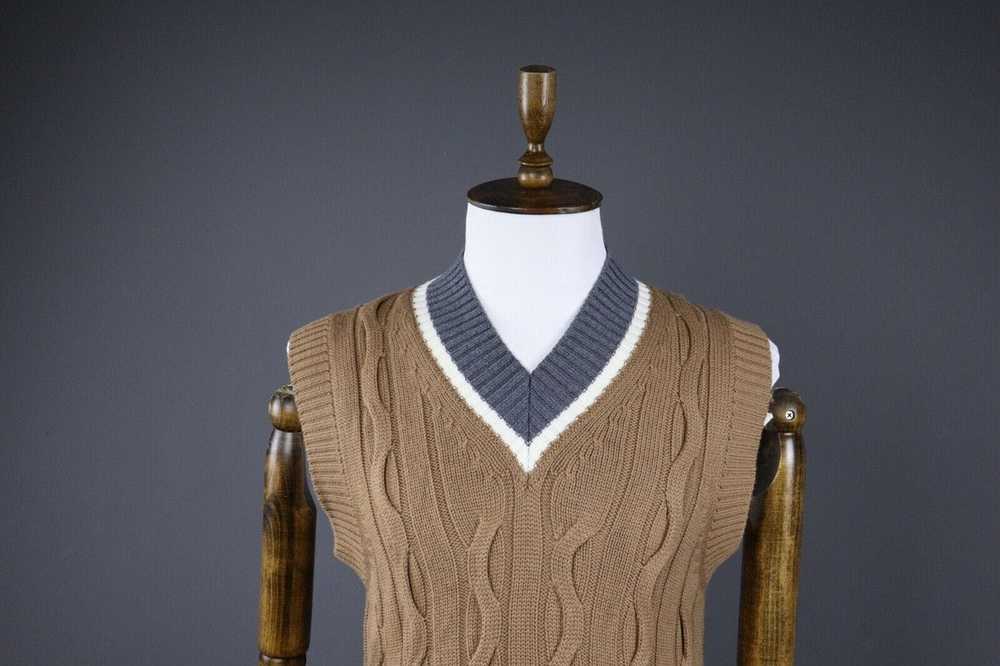 Eleventy ELEVENTY Brown Cable Knit Wool Vest Swea… - image 3