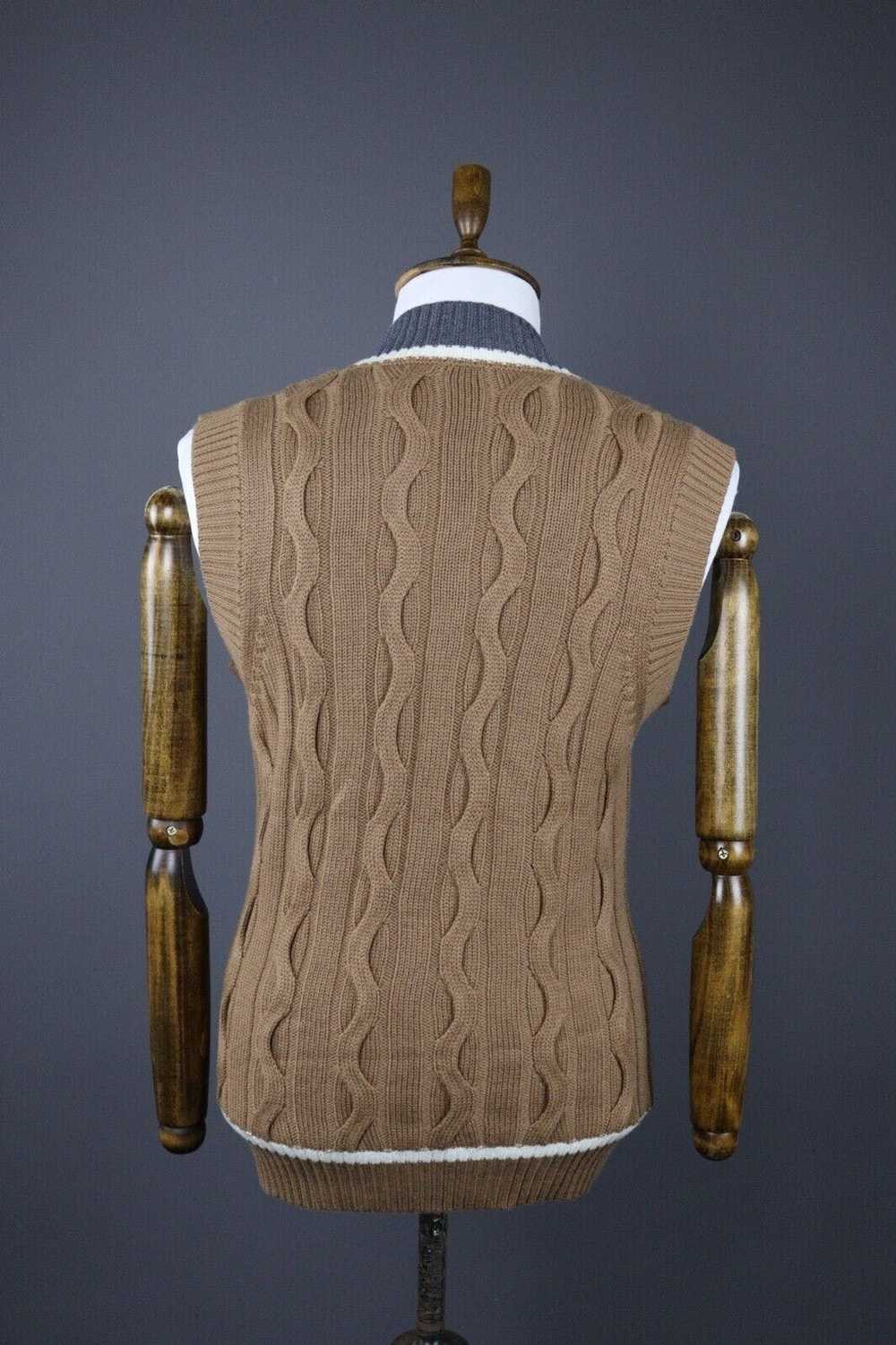 Eleventy ELEVENTY Brown Cable Knit Wool Vest Swea… - image 6