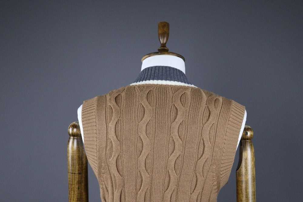 Eleventy ELEVENTY Brown Cable Knit Wool Vest Swea… - image 7