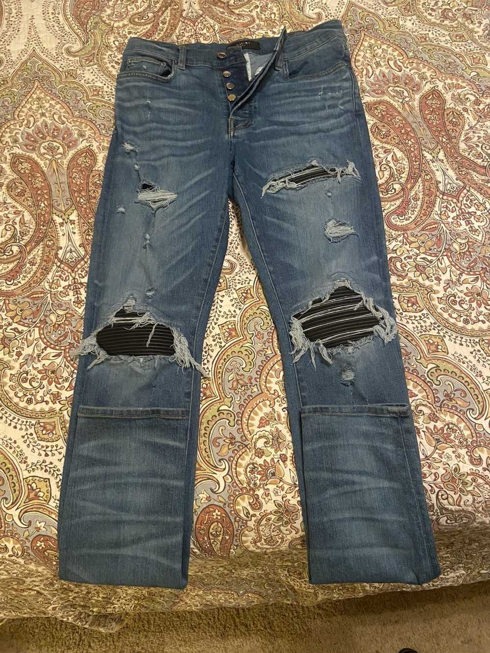Amiri Amiri distressed leather skinny jeans - image 1