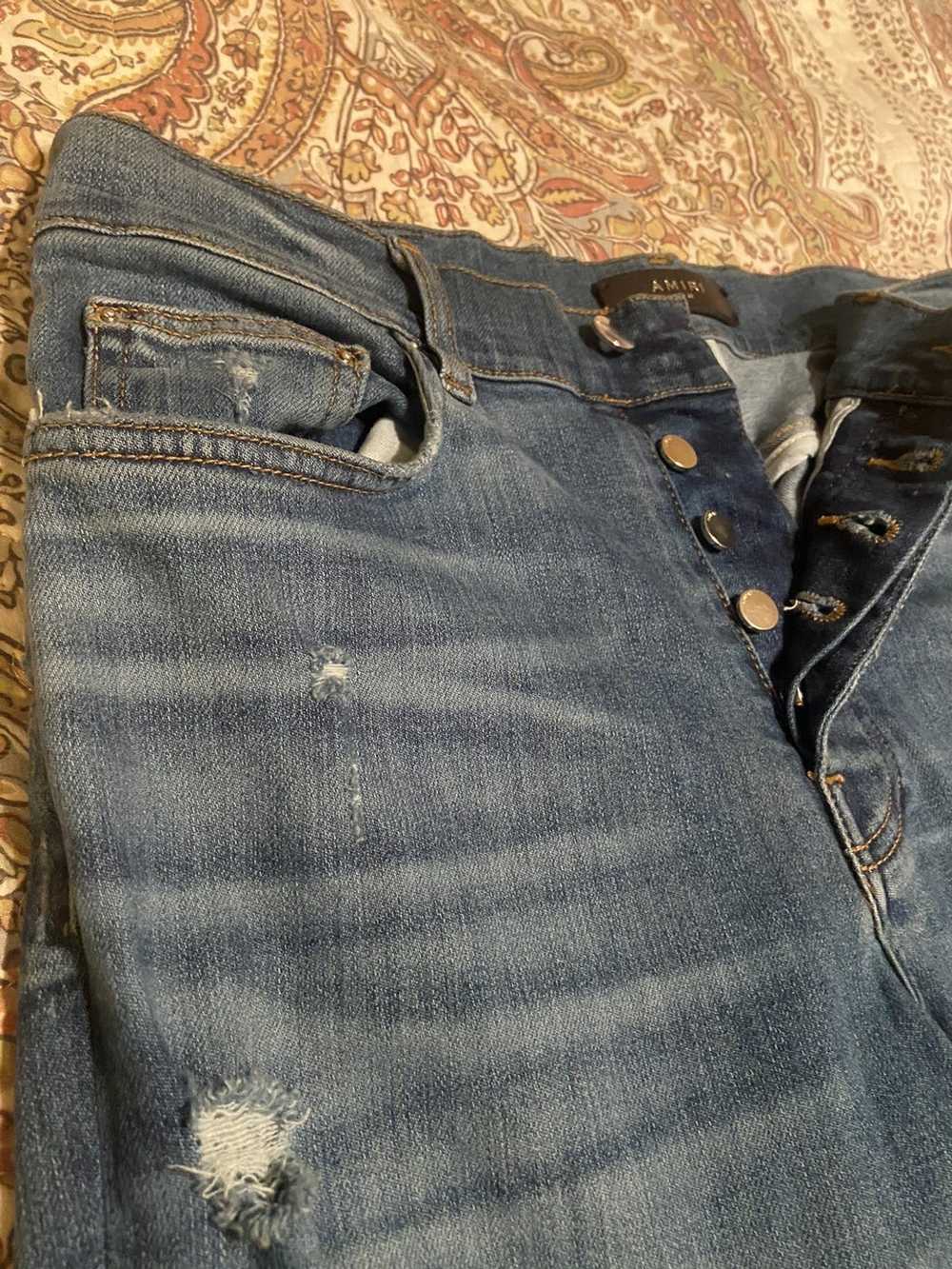 Amiri Amiri distressed leather skinny jeans - image 2
