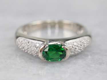 Tsavorite Garnet and Diamond Ring - image 1
