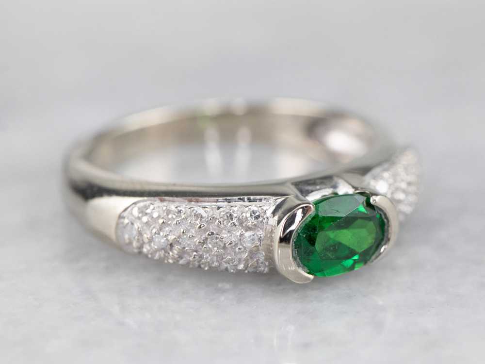 Tsavorite Garnet and Diamond Ring - image 2