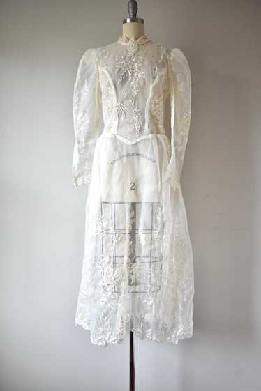 Vintage Cream Tulle Sheer Tea Gown