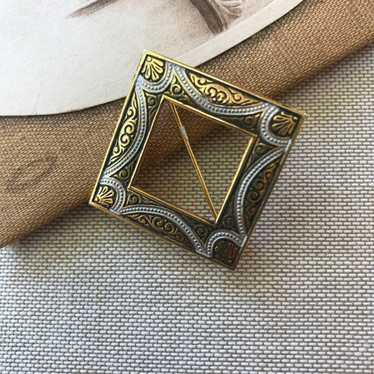 Damascene Open Square Pin - image 1