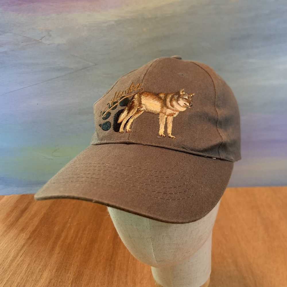 Dad Hat × Vintage Alaska Wolf Hat Brown Cap Vinta… - image 10