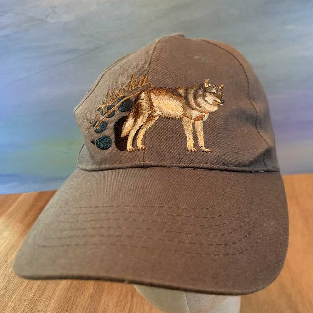 Dad Hat × Vintage Alaska Wolf Hat Brown Cap Vinta… - image 11