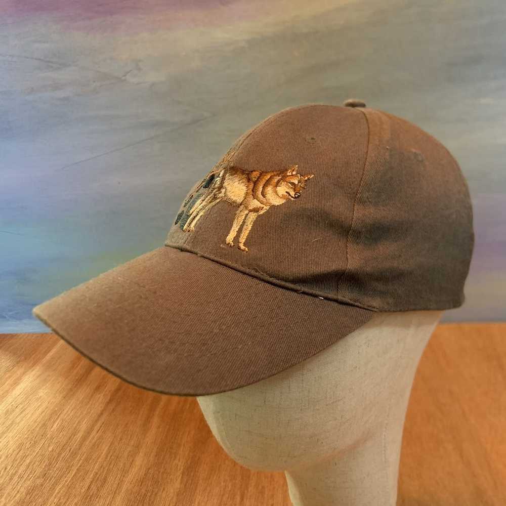 Dad Hat × Vintage Alaska Wolf Hat Brown Cap Vinta… - image 4