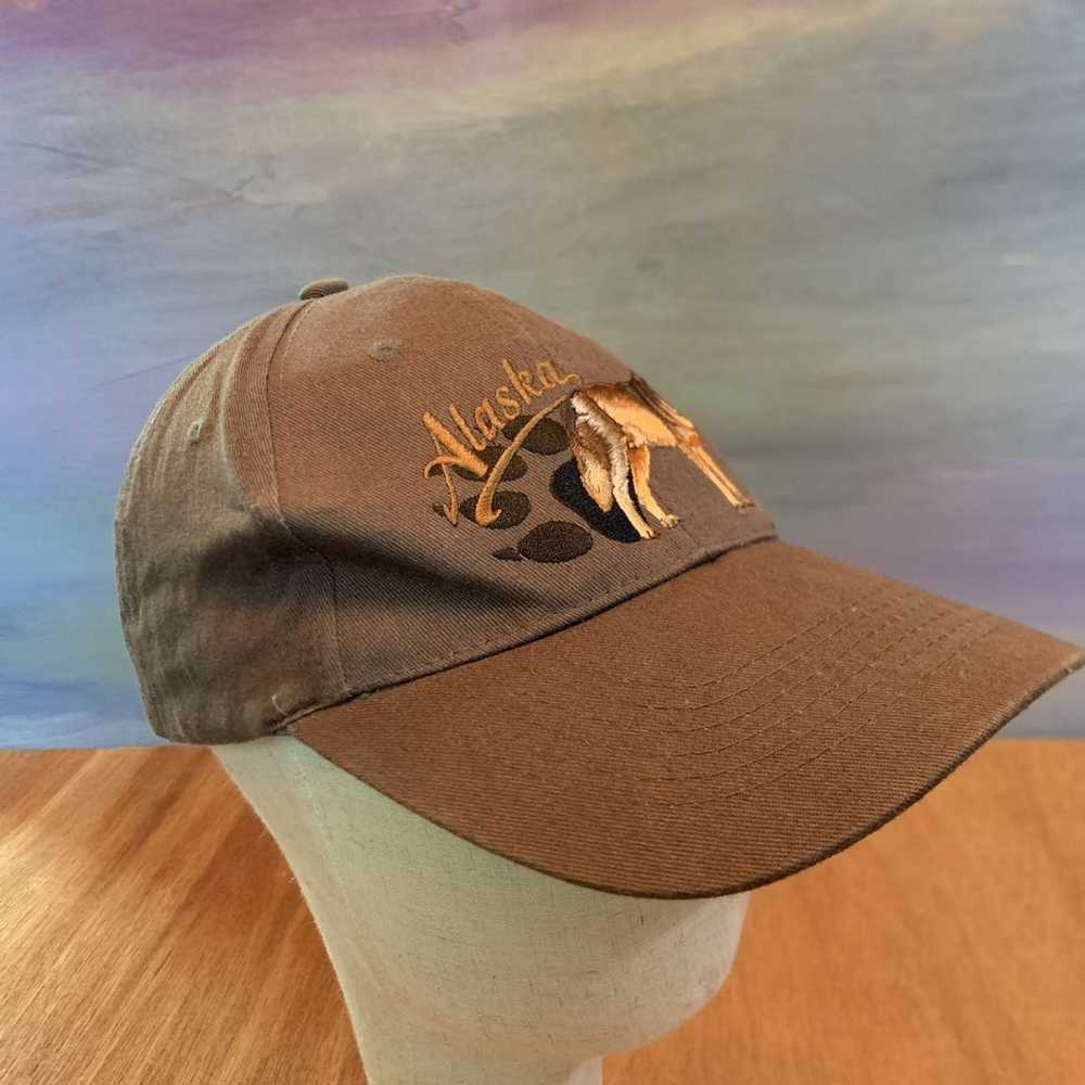 Dad Hat × Vintage Alaska Wolf Hat Brown Cap Vinta… - image 5