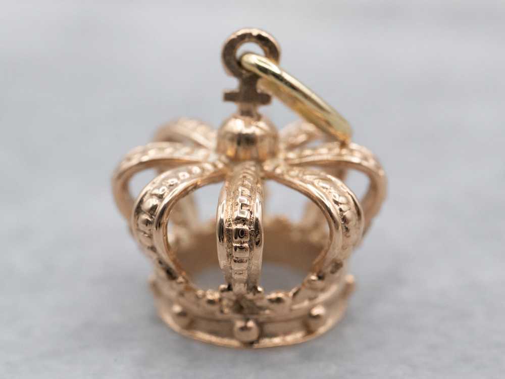 Ornate 14K Yellow Gold Crown Charm - image 1