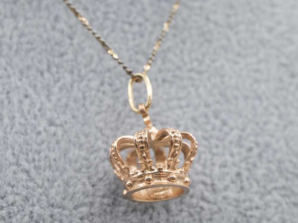 Ornate 14K Yellow Gold Crown Charm - image 8