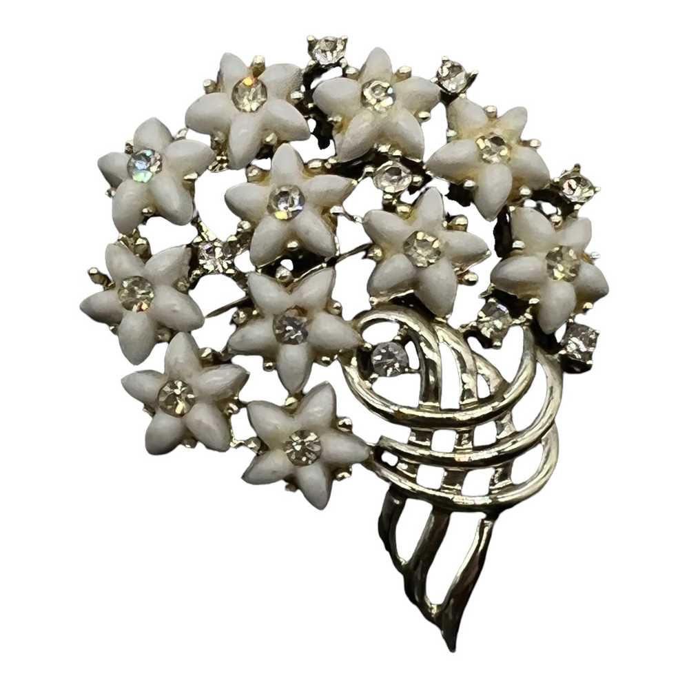 Kramer of New York White Floral Bouquet Pin - image 1