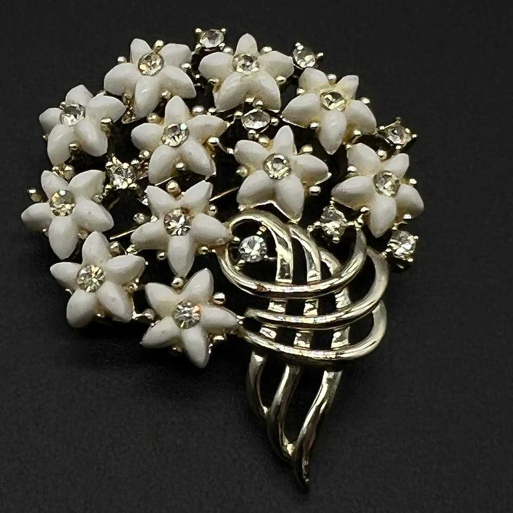 Kramer of New York White Floral Bouquet Pin - image 2