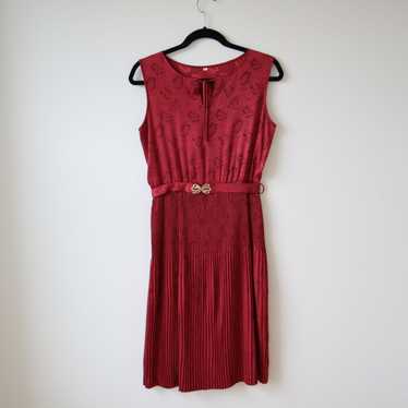 Vintage Vintage Maroon Sleeveless Midi Dress With… - image 1