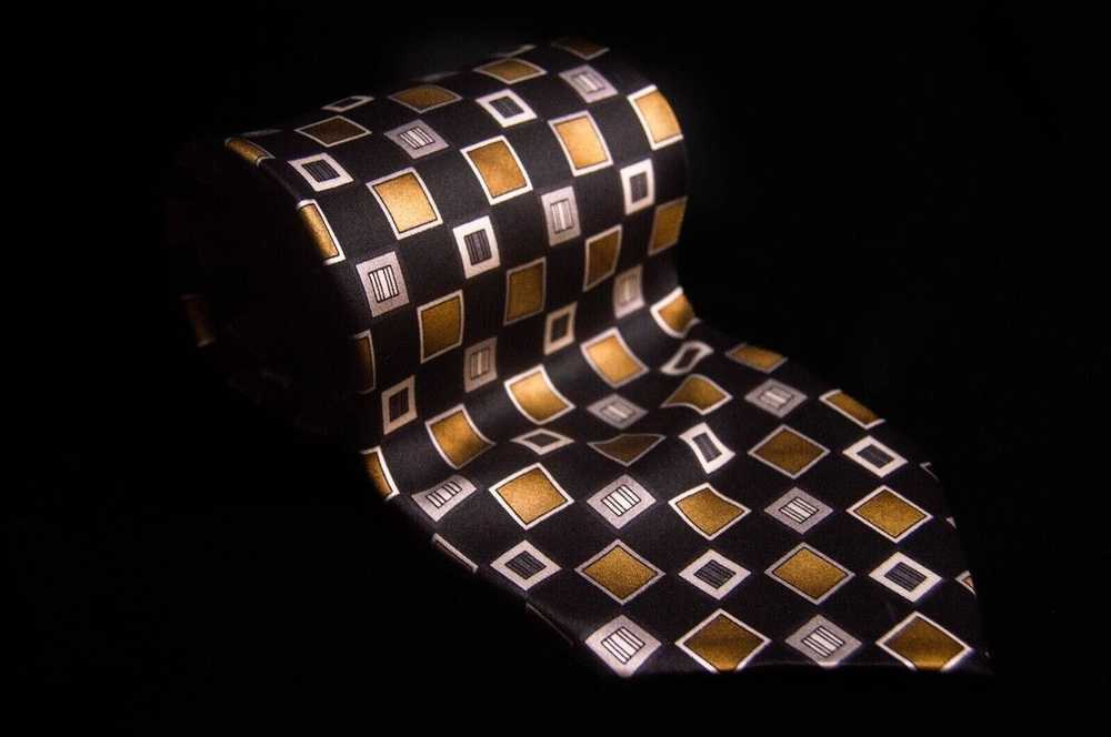 Alexander Julian Men's Black & Gold Square Silk N… - image 3