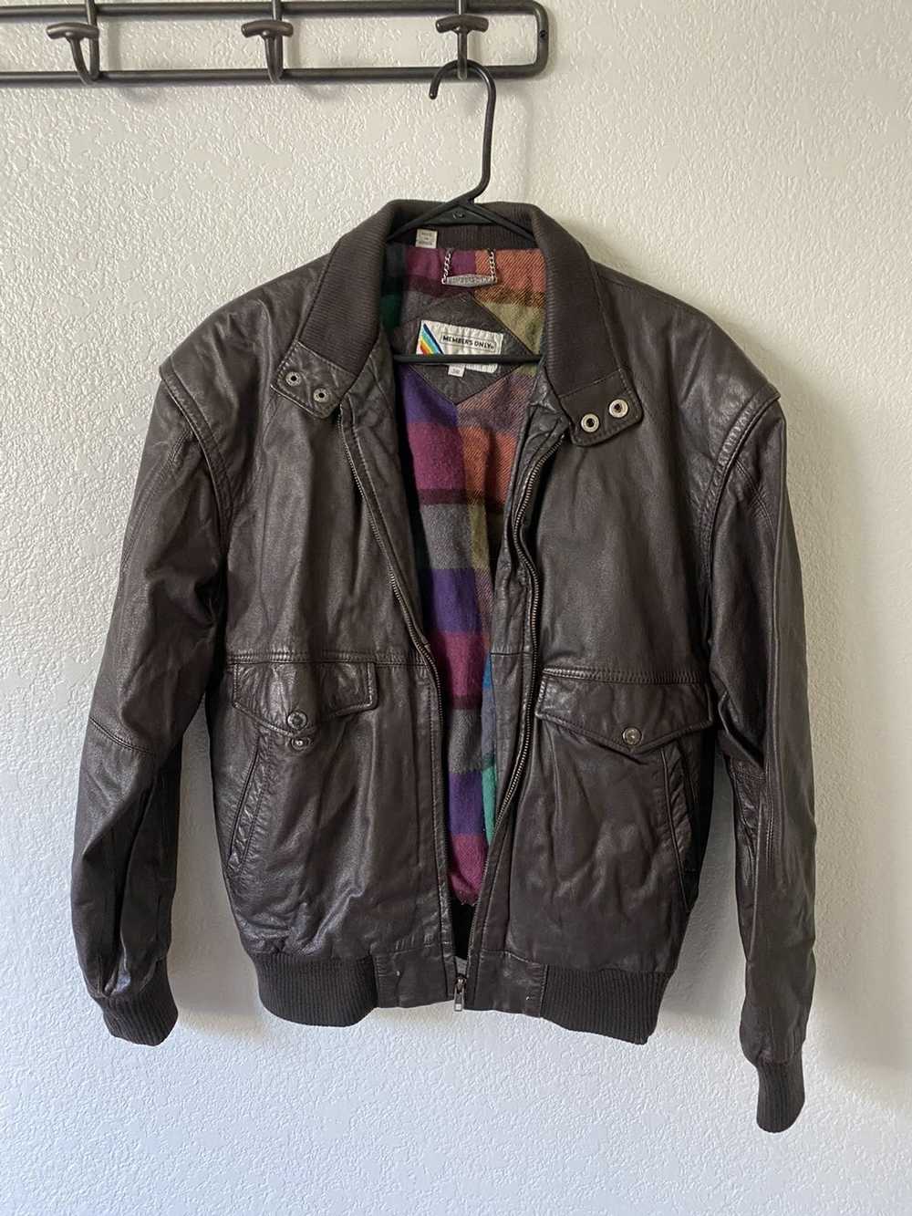 Vintage Leather Coat Mens Bomber Members Only Jacket -  Singapore