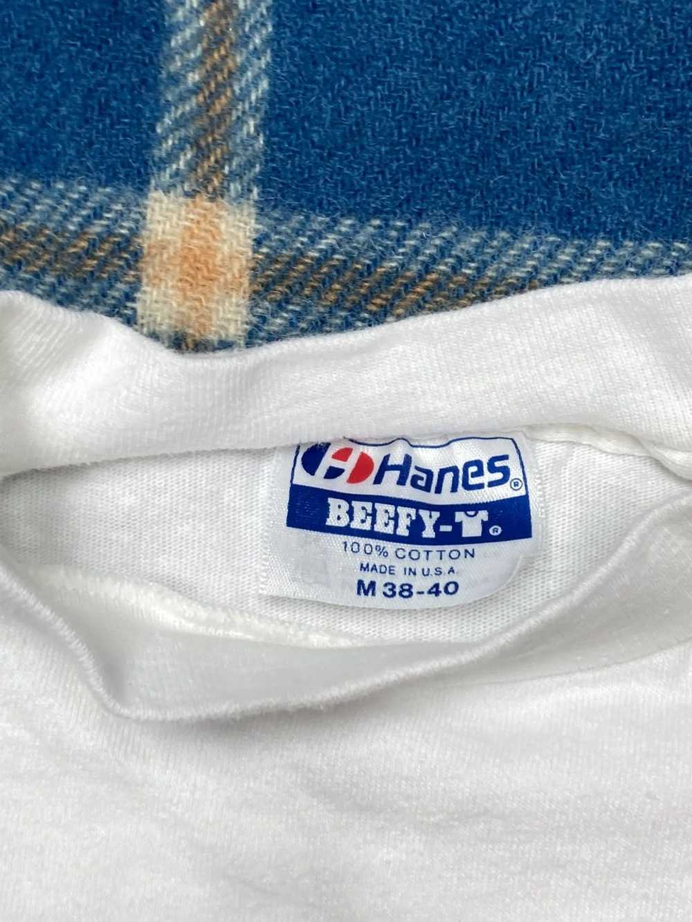 Hanes × Vintage Vintage 80s t shirt HANES beefy b… - image 5