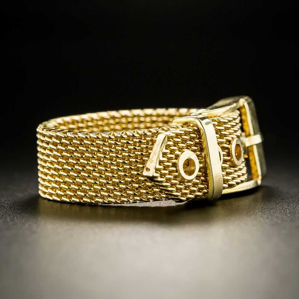Gold Mesh Belt Buckle Band Ring - image 2