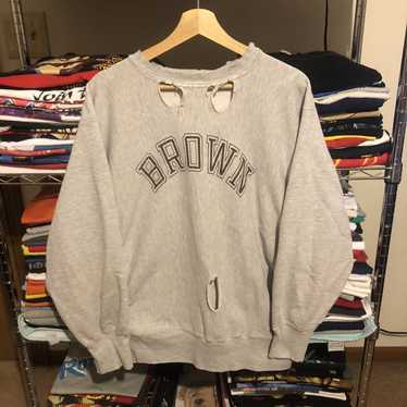 Brown University Champion Reverse Weave Gray Hoodie Sweatshirt