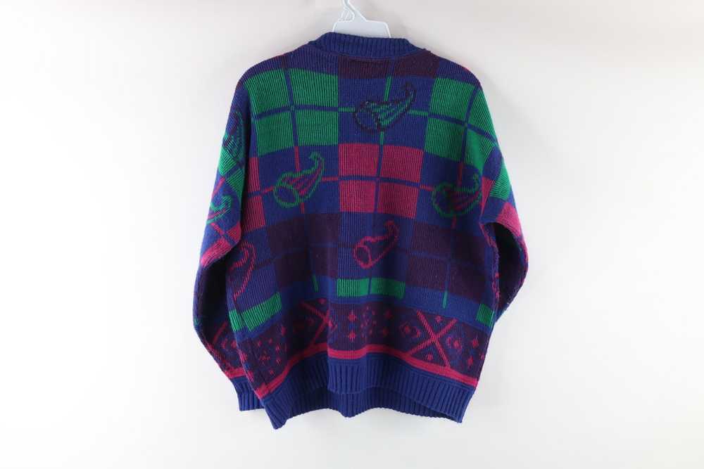 Vintage Vintage 90s Mid Mod Paisley Checkered Kni… - image 5