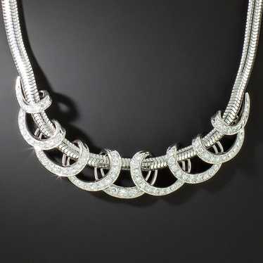 Retro Diamond Spiral Necklace
