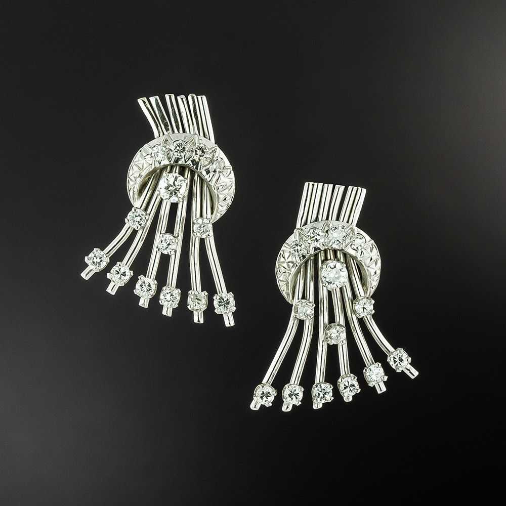 Mid-Century Diamond Spray Earrings - image 1