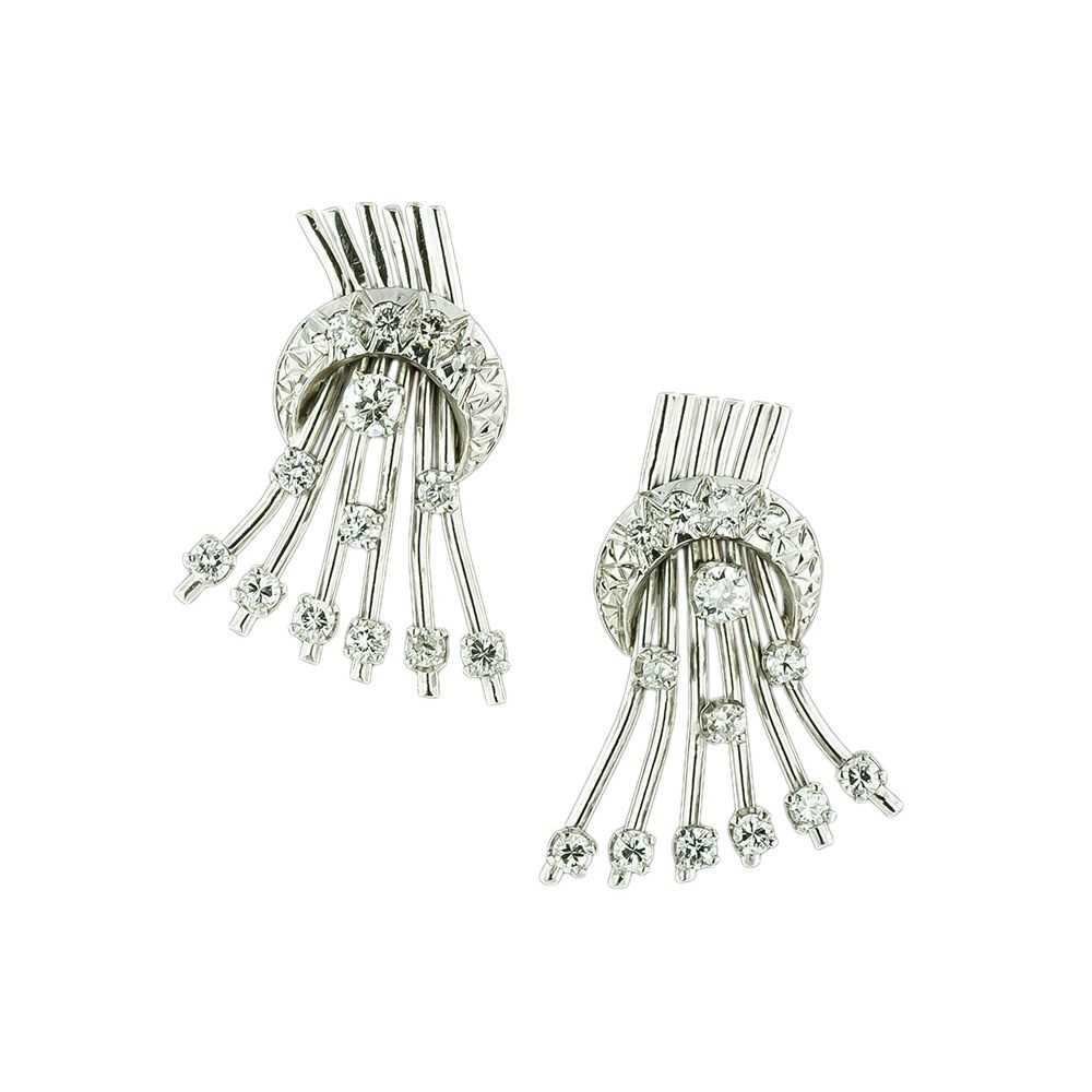 Mid-Century Diamond Spray Earrings - image 3