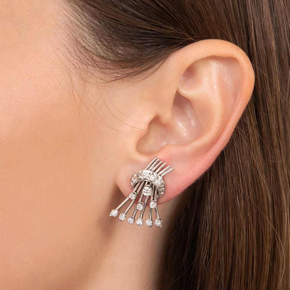 Mid-Century Diamond Spray Earrings - image 4