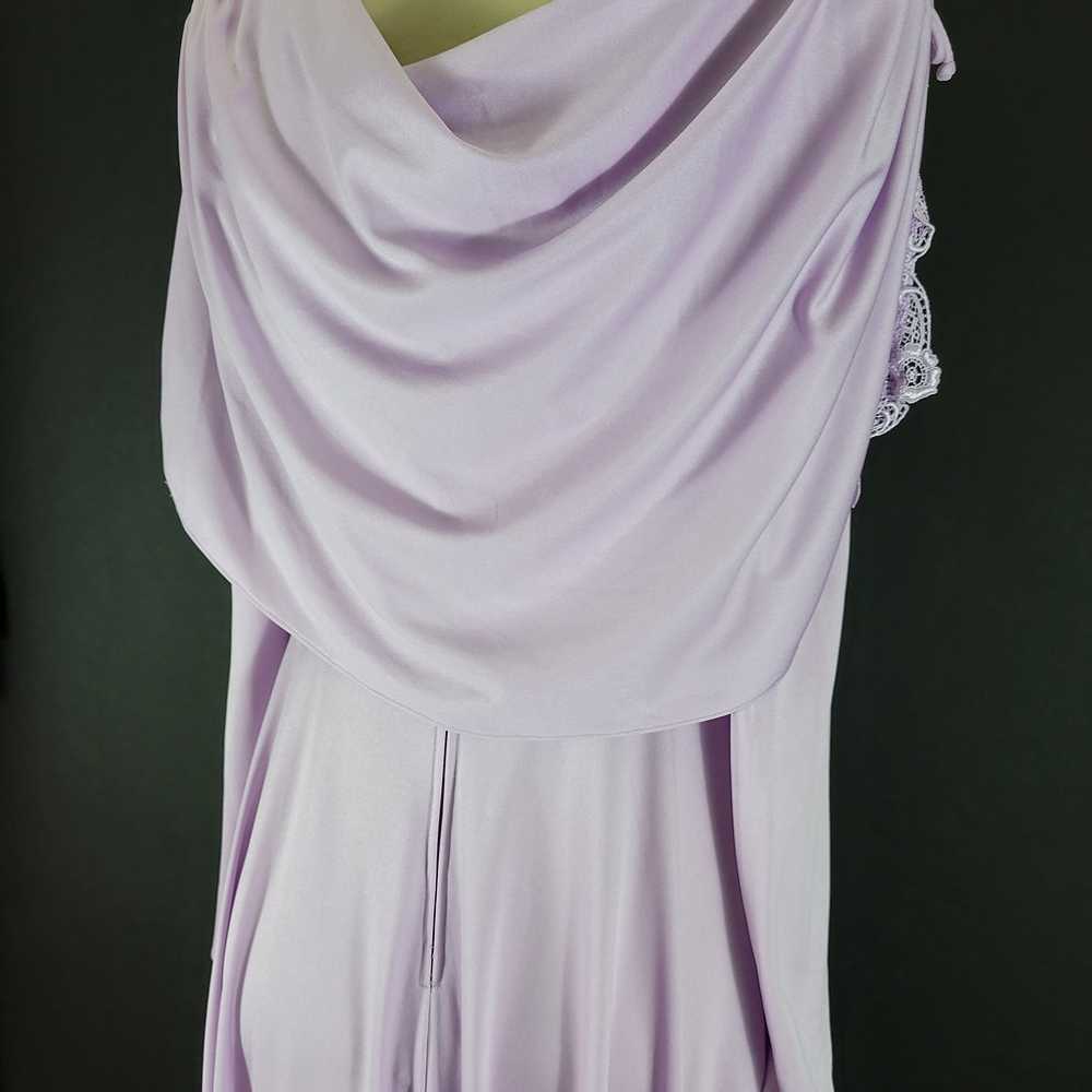70s Lilac Long Sleeve Draped Maxi Dress - image 10