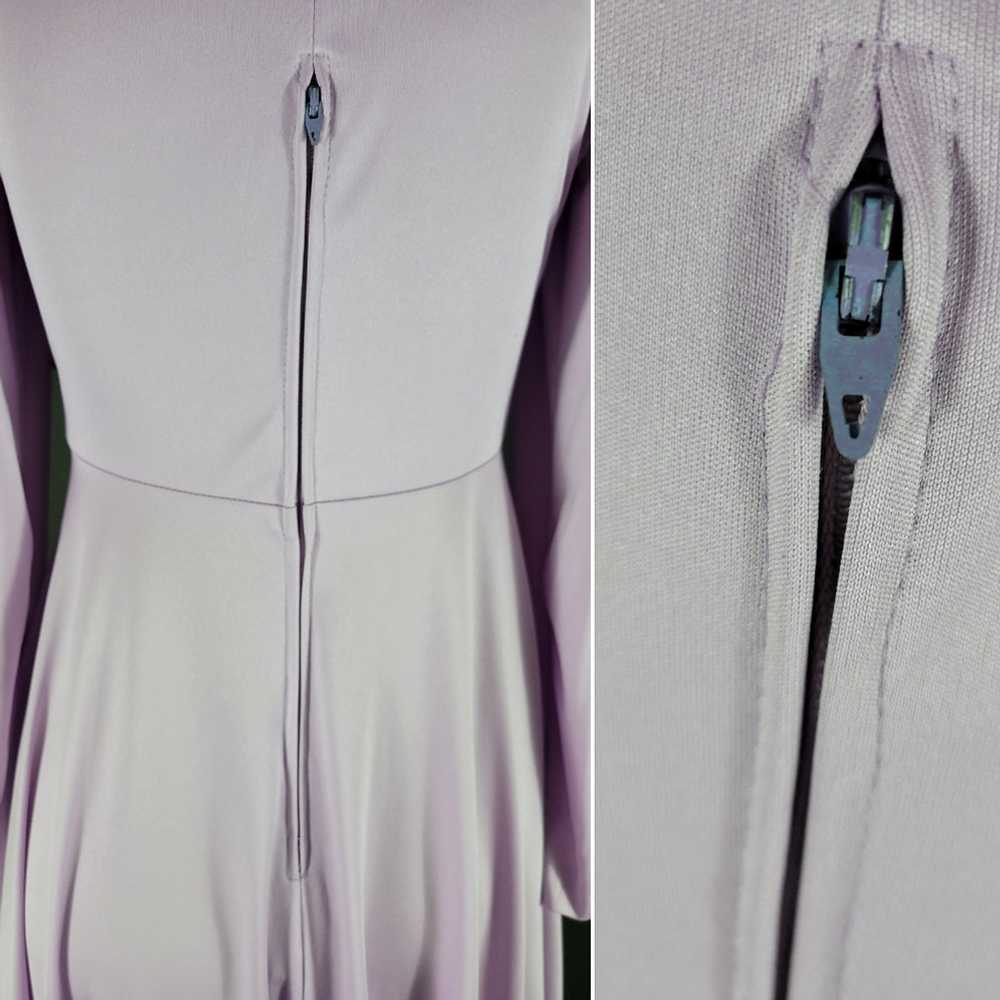 70s Lilac Long Sleeve Draped Maxi Dress - image 11