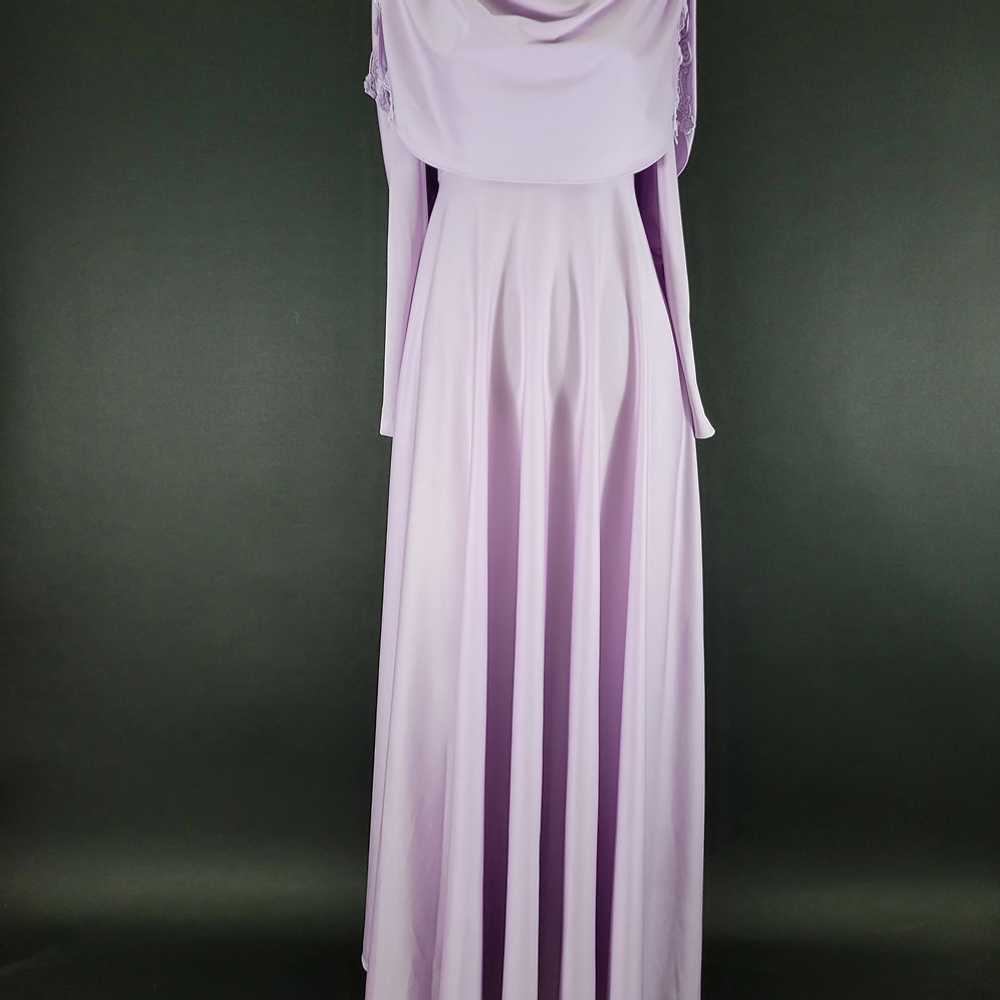70s Lilac Long Sleeve Draped Maxi Dress - image 2