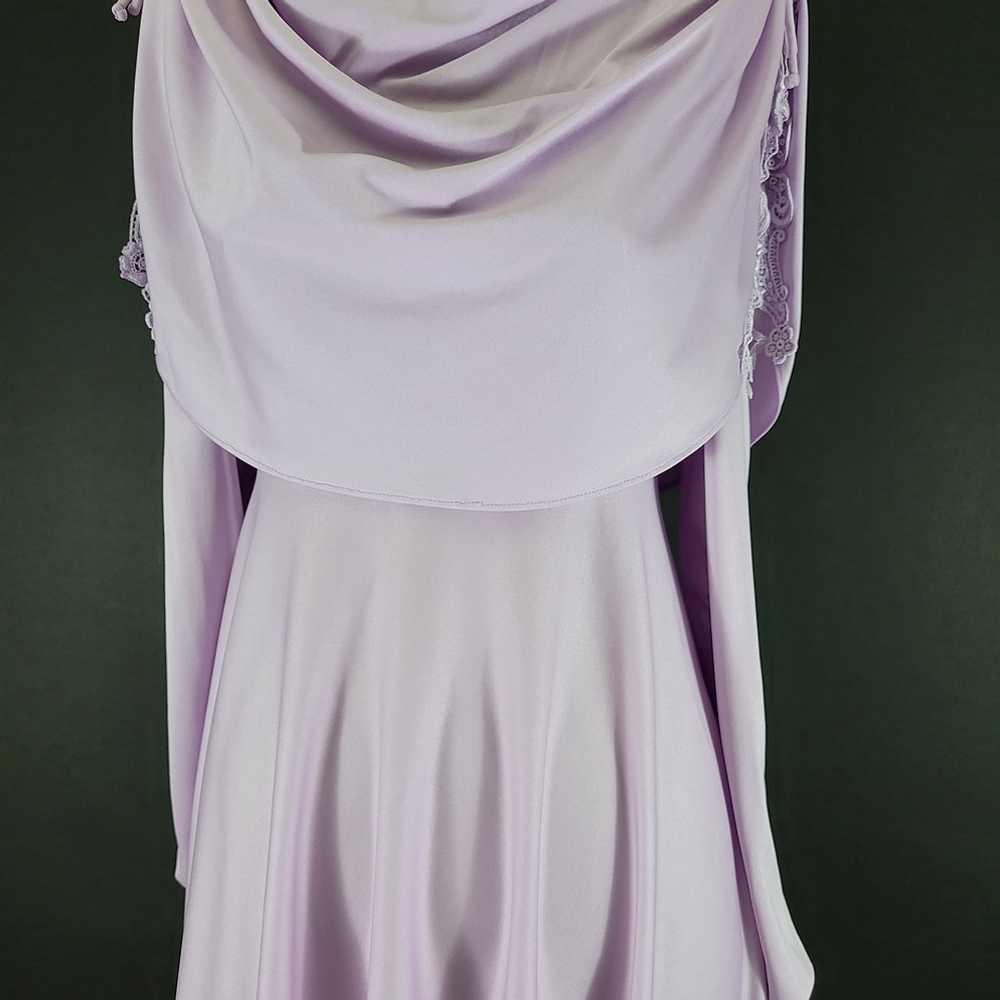 70s Lilac Long Sleeve Draped Maxi Dress - image 3