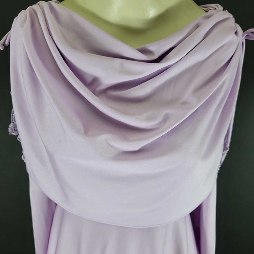 70s Lilac Long Sleeve Draped Maxi Dress - image 4